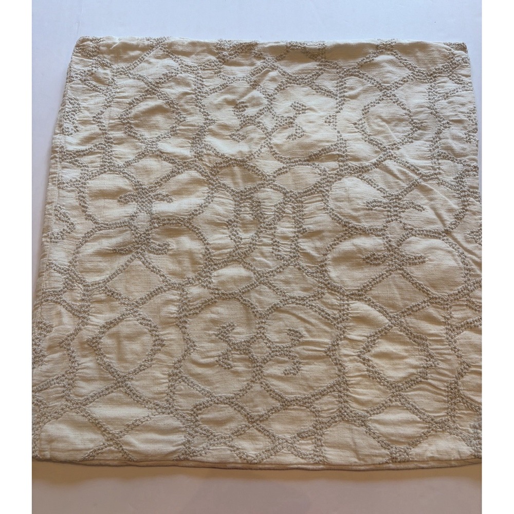 RH Restoration Hardware Textural Seed Stitch Cotton Pillow Cover Sham Euro Ivory